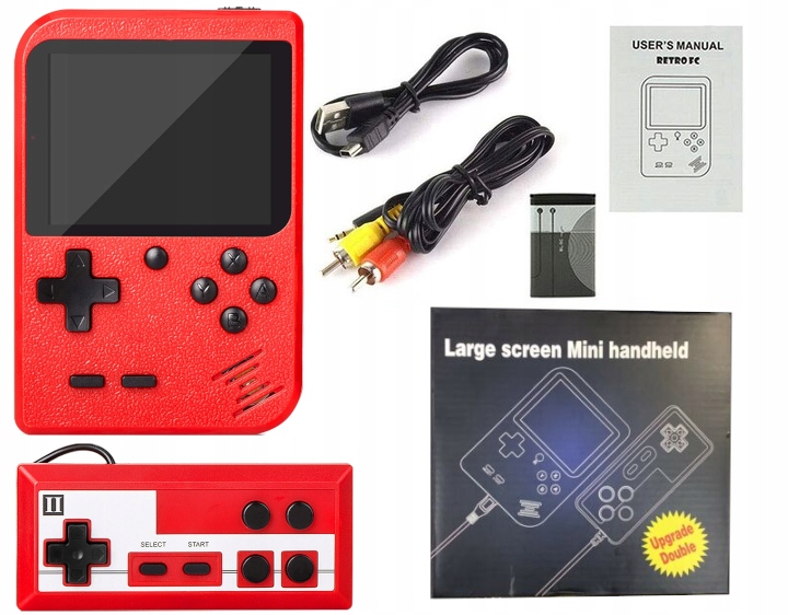 Mini Přenosná Retro Konzole 400 Her 3.0 Červený Pad