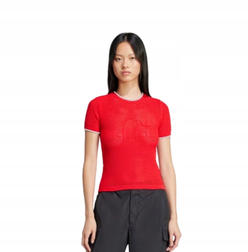 Adidas Červené Ažurové Sportovní Tričko S Kulatým Výstřihem XXL Kwe