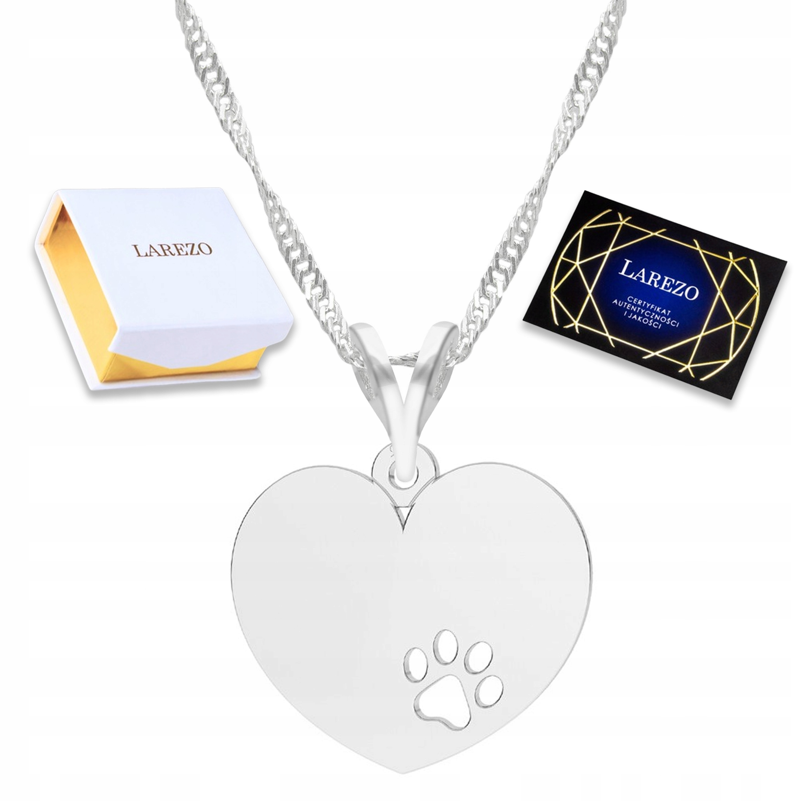 Náhrdelník Stříbrné srdíčko Psí tlapka Přítel Zvíře Láska Stříbro 925