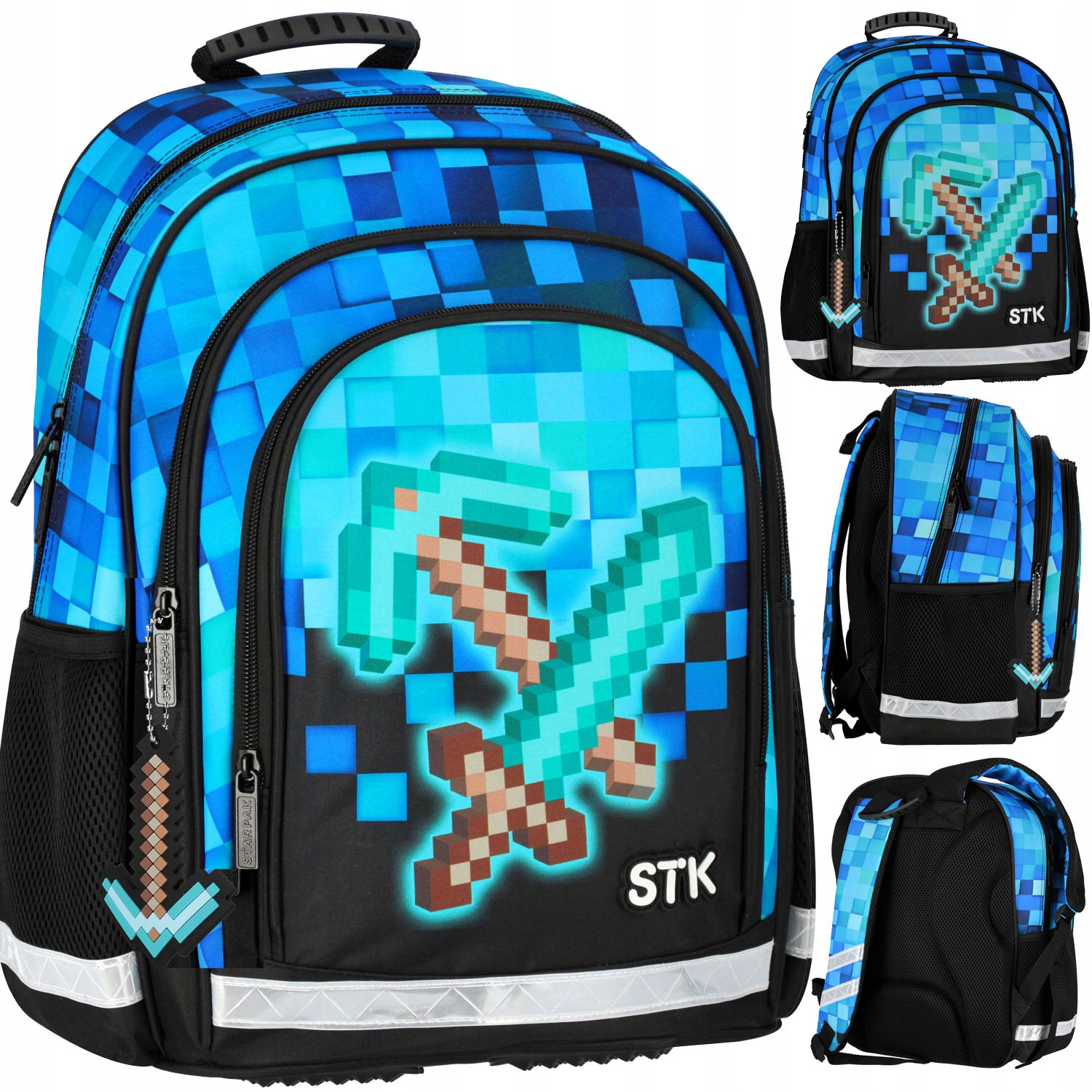 Plecak Szkolny Tornister Dla Chłopca Piksele Gra Pixel Blue