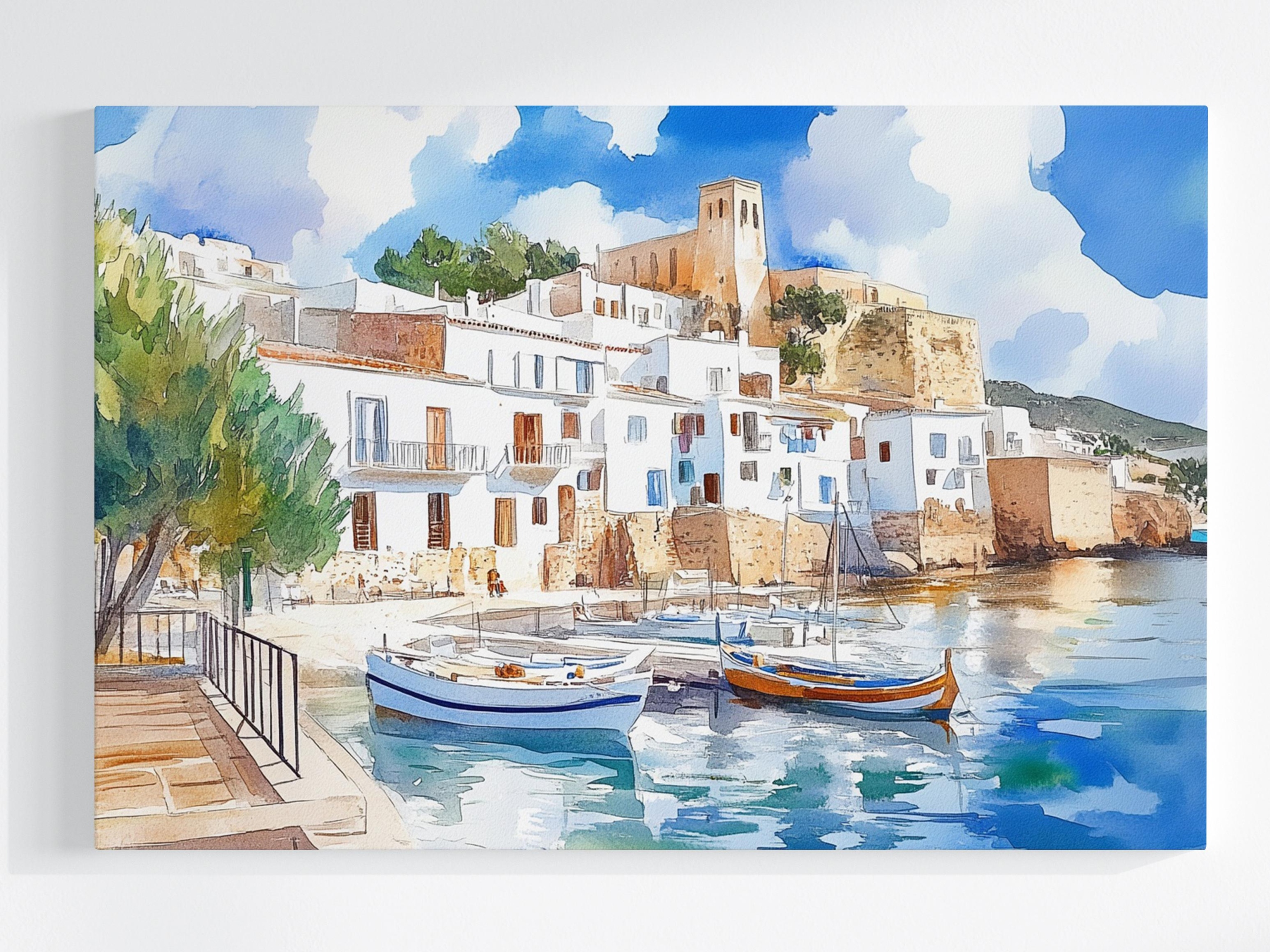 Obraz Na Plátně Canvas Španělsko Ibiza Městečko Přístav Lodě Moře 120x80