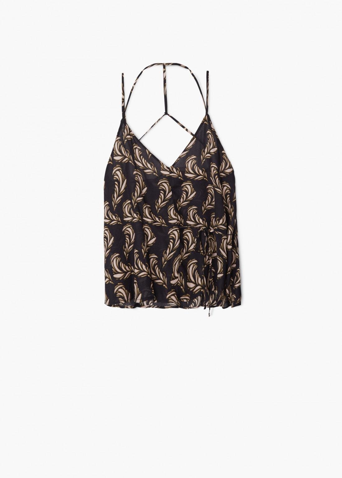 C1B007 MANGO__MF8 TOP NA RAMIĄCZKACH WZÓR PIÓRA_XS Rozmiar XS