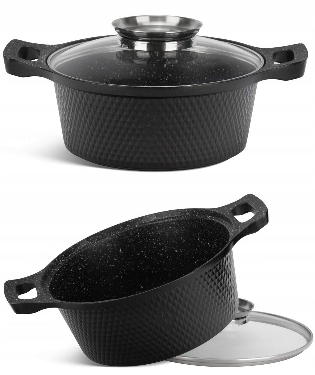 Zestaw GARNKÓW Garnki MARMURKOWE Patelnia Rondel Typ powłoki marmurowa