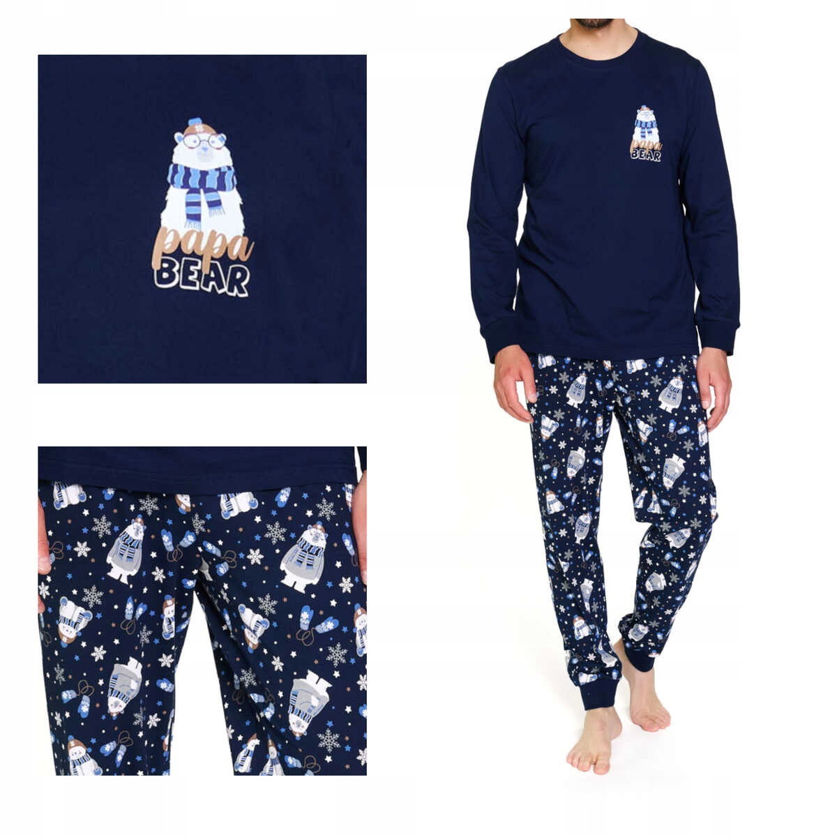 Doctornap Pánské bavlněné pyžamo s dlouhým rukávem Pmb 7338 tmavě modré, velikost L