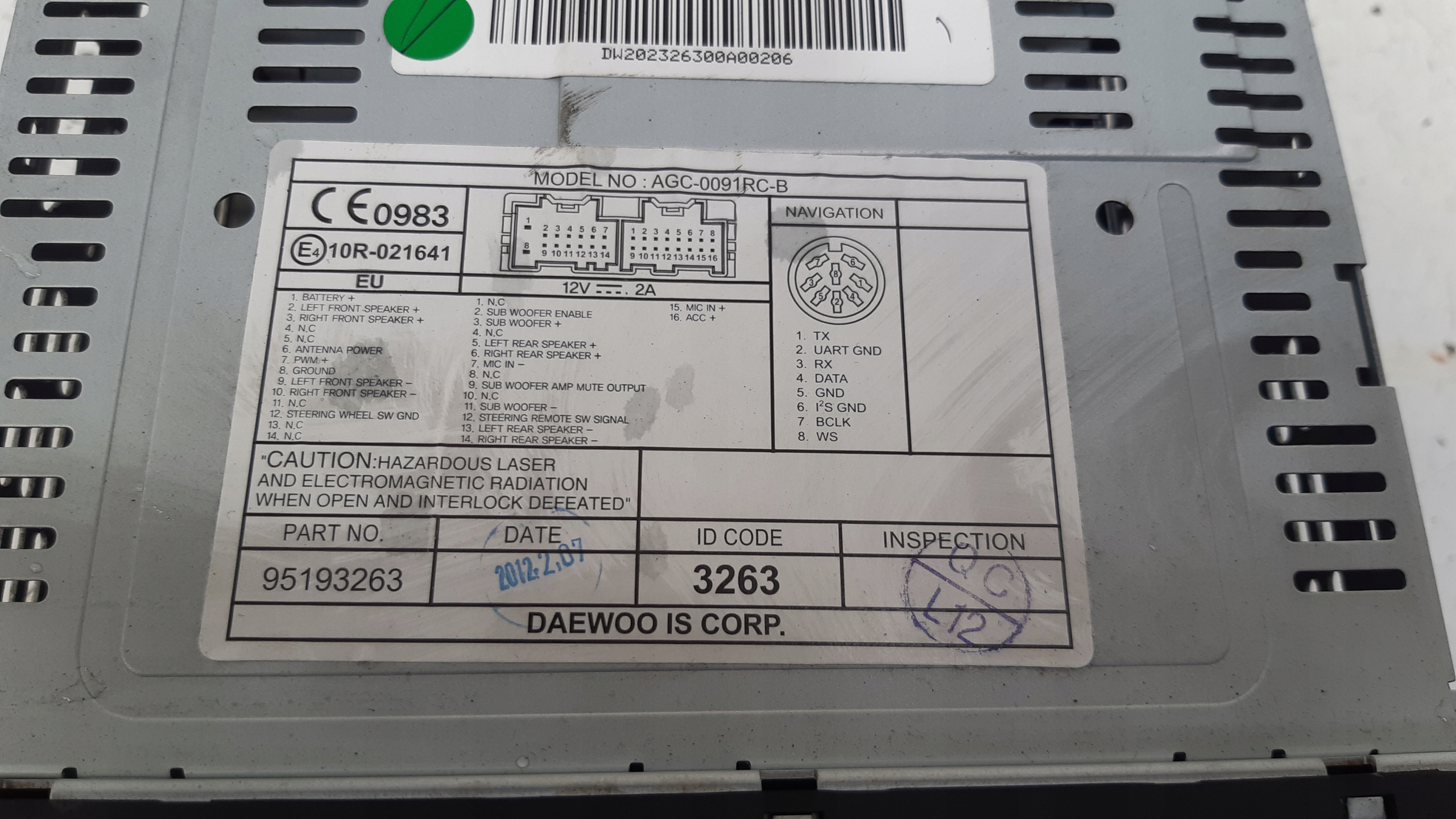 Radio 95193263 Chevrolet Captiva