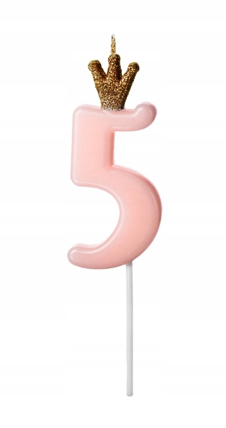 

Świeczka urodzinowa Cyferka 5 jasnoróżowa 9,5cm