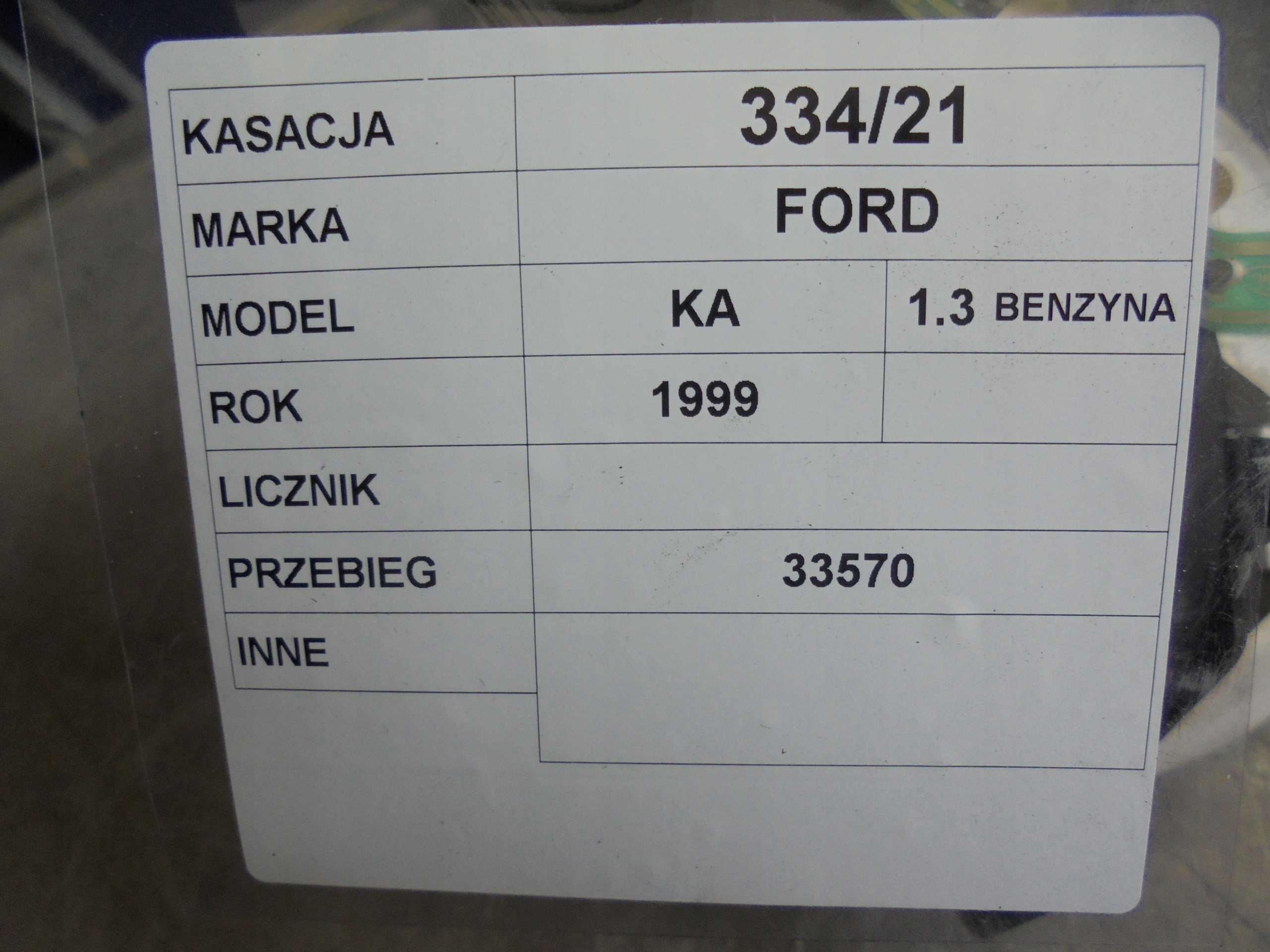OROLOGIO, liczniki Ford KA e MK1 1,3B 97KP10841A