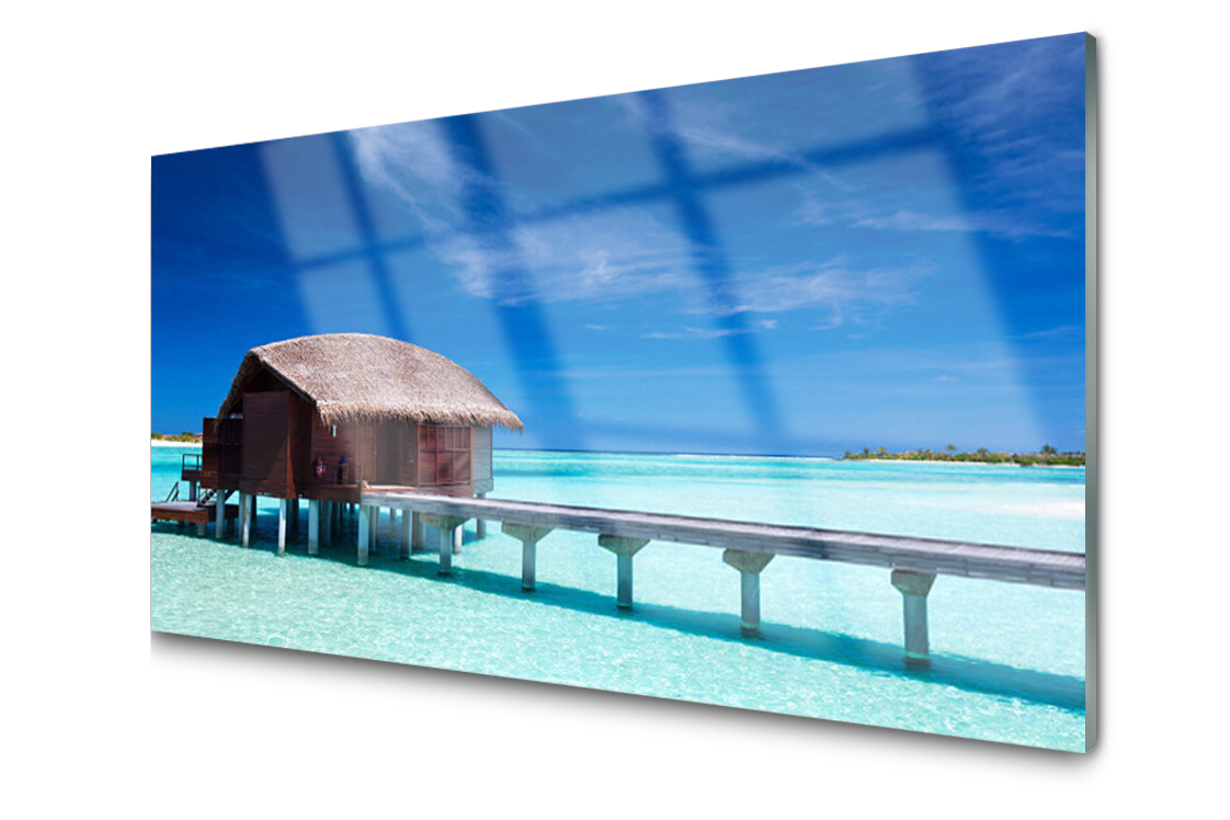 

Panel szklany ścienny Morze Plaża Dom 120x60