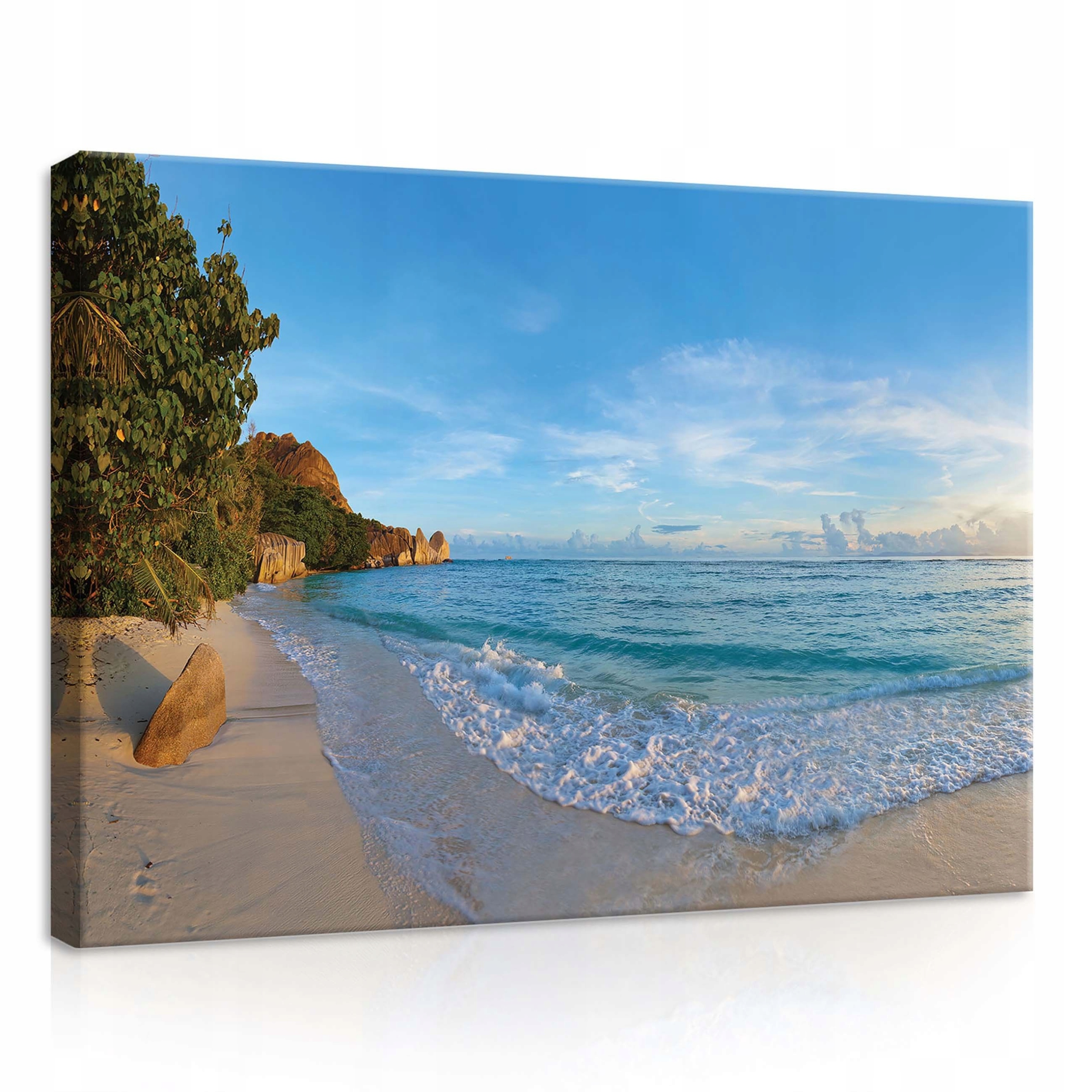 Obraz 70x50 Tropická pláž oceán bílý písek modrá voda vlny skály