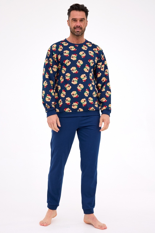 Pánské pyžamo Cornette Teddy 6 – vánoční, tmavě modré, bavlna