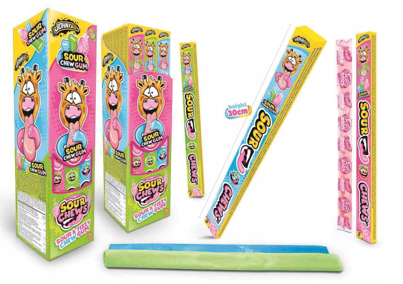 žvýkací bonbón kyselá žvýkačka Sour Chew Gum 30 g x 24 ks