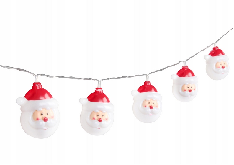 

Lampki 10 Led Świąteczne Mikołaje Łańcuch 1,6m