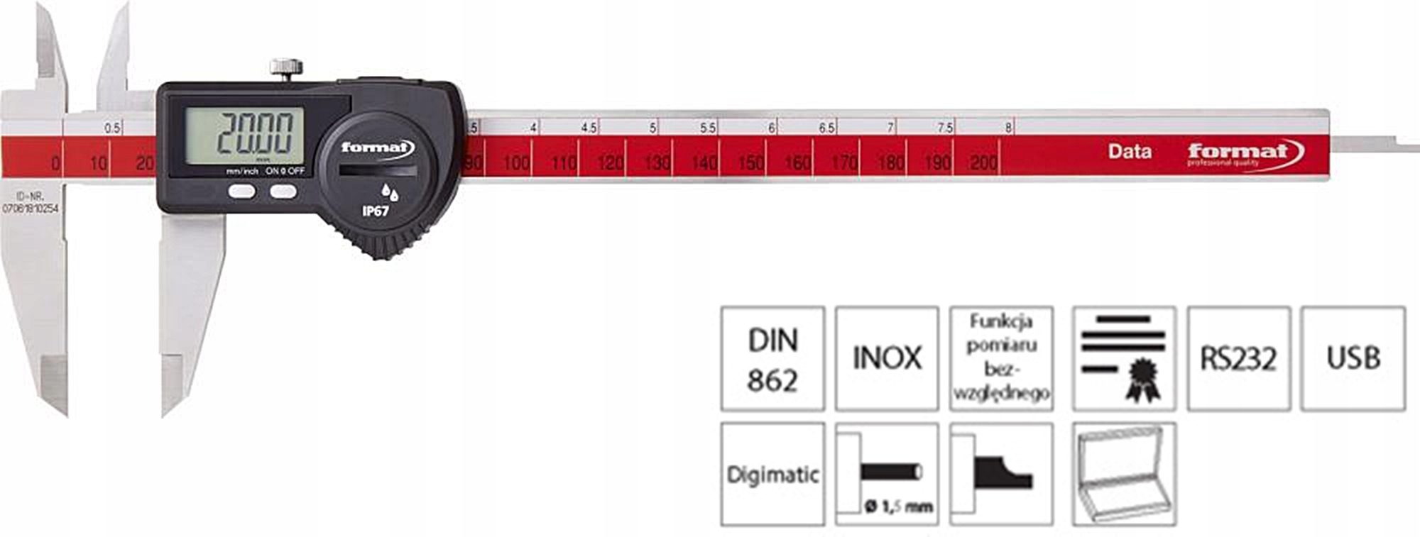 Suwmiarka 200mm elektroniczna DATA FORMAT Marka inna