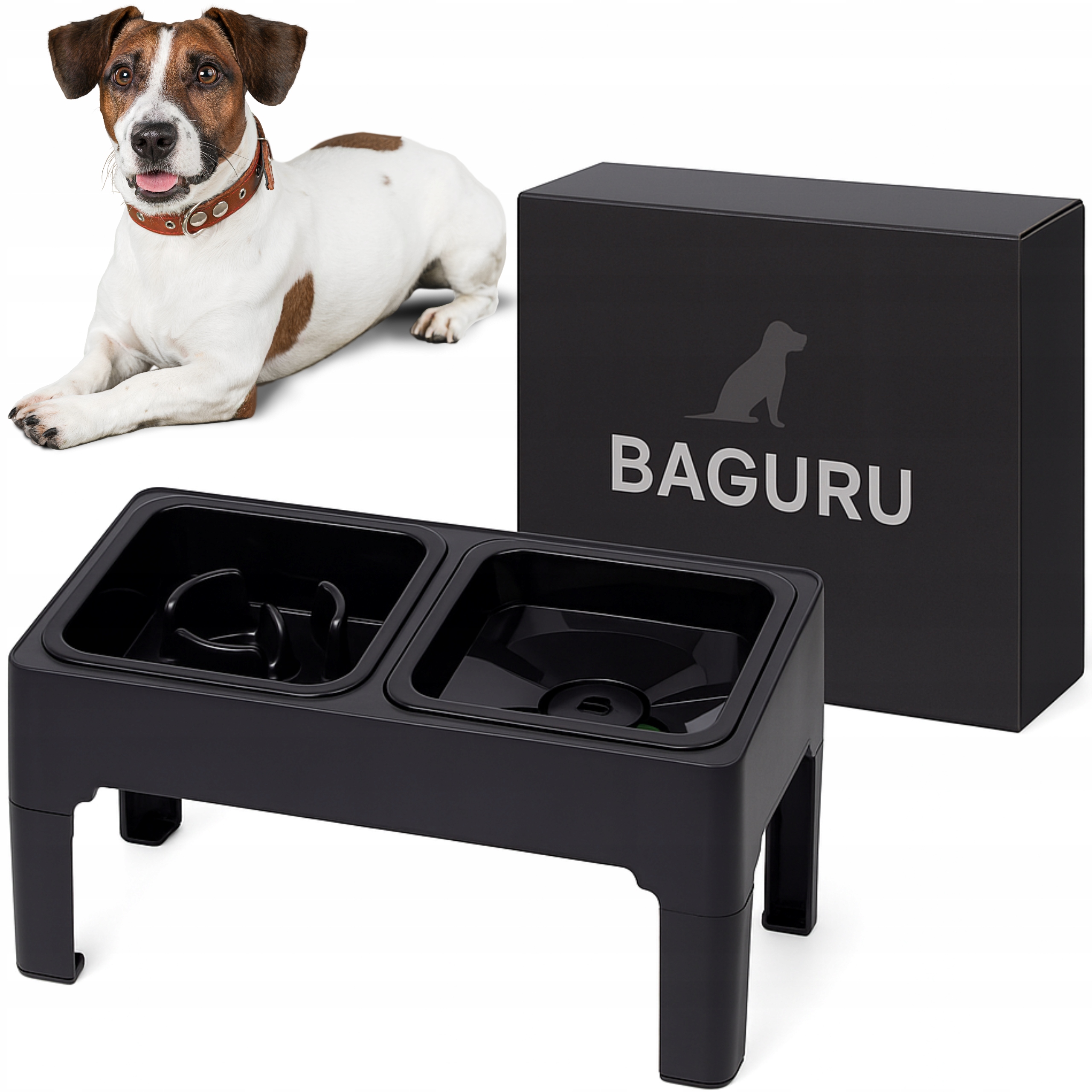 Levně Miska Pro Psa Kočku Nepostříkající, Nastavitelná Výška Zpomalovacího Stojanu