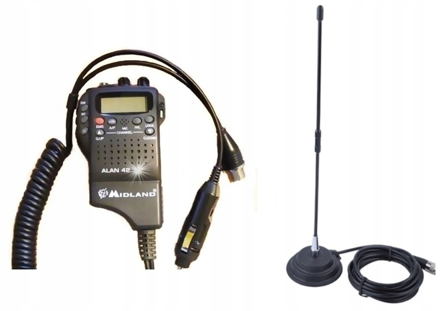 RĘCZNE RADIO CB MIDLAND ALAN 42 DS + MAŁA MAGNETYCZNA ANTENA SUNKER FOURTH