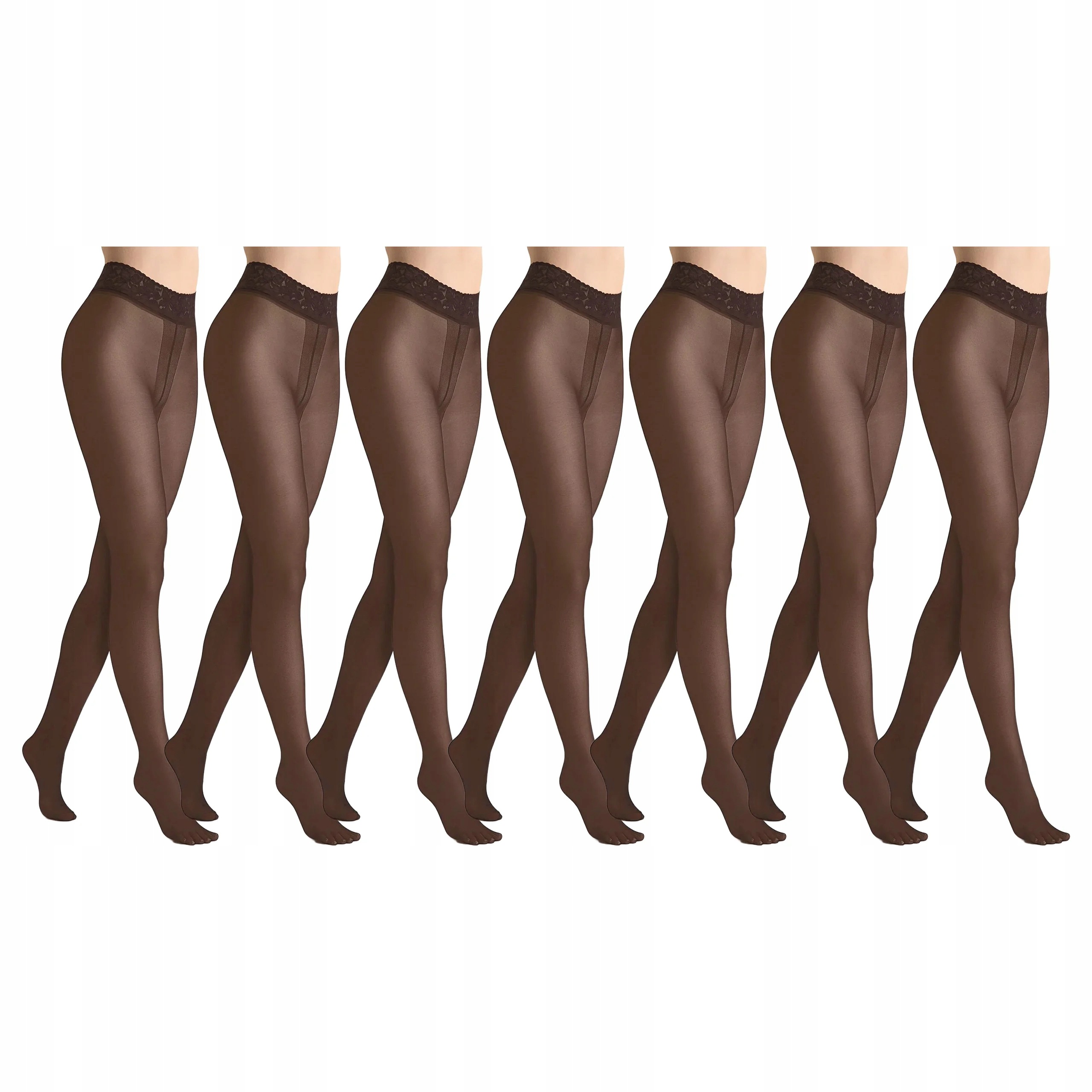 7 x Punčocháče 30 den bez kalhotek s krajkou Erotic Silk Marilyn Bronzo 3/4