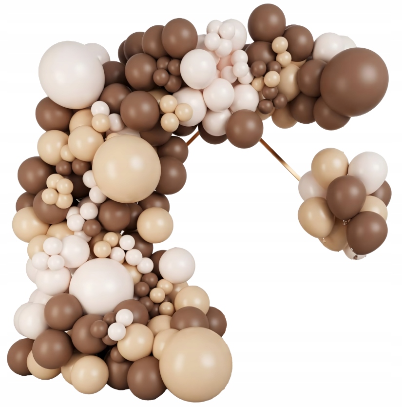 Balónková Girlanda Sada balónků pro narozeniny Svatební Hostina Zlaté Hnědé 141 ks