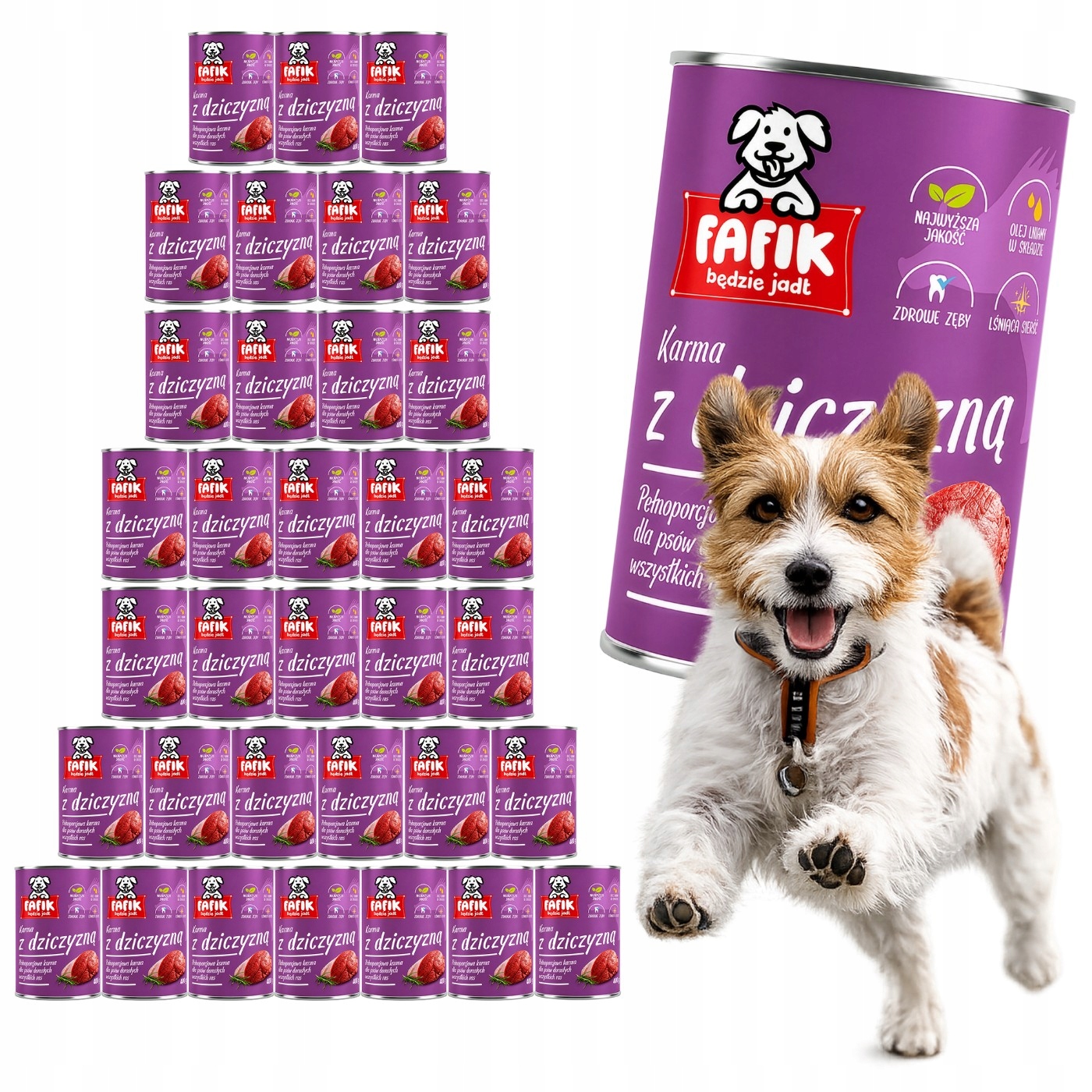 Vlhké Krmivo Pro Psa Plechovka Fafik S Zvěřinou 36x400G Pro Dospělé Psy