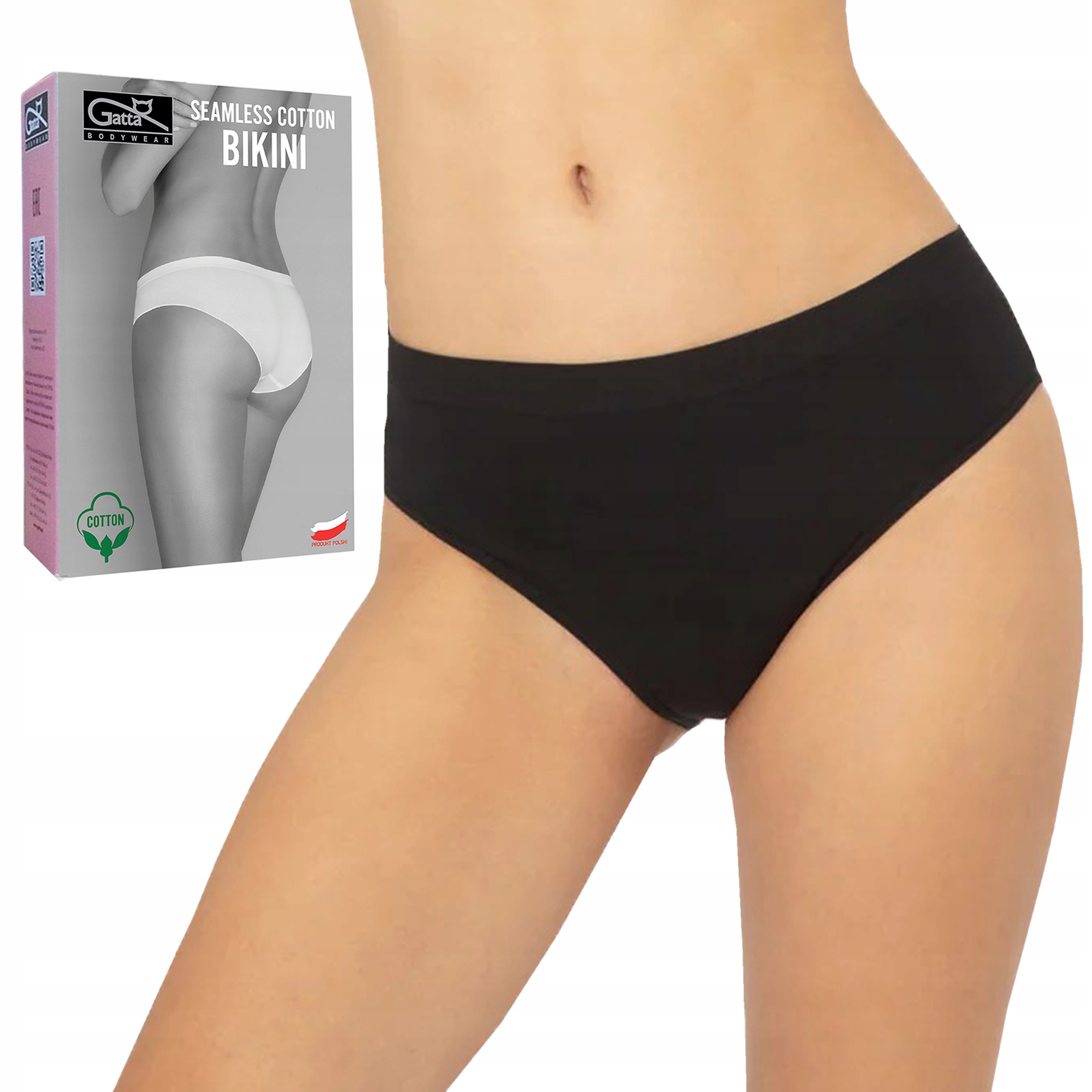 

Gatta Seamless Cotton Bikini majtki, czarne, S