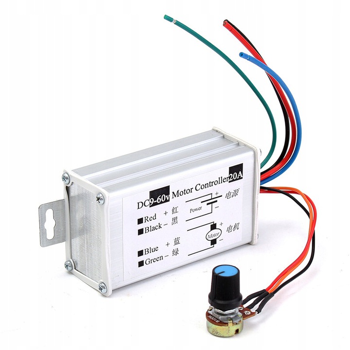 

Regulator Pwm Obrotów Silnika DC 9-60V 20A 12V 24V