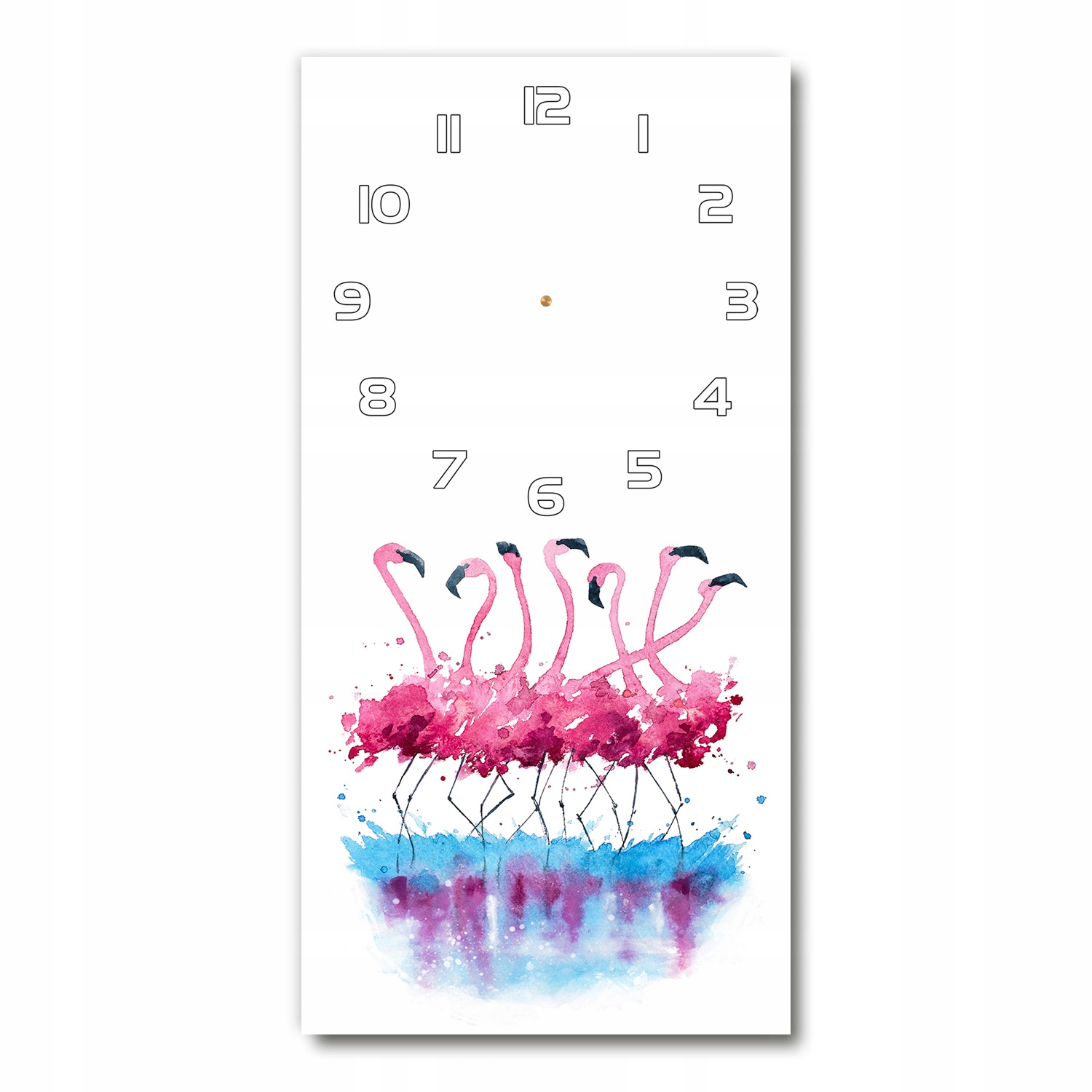

Cichy szklany zegar na ścianę Flamingi 30x60 pion