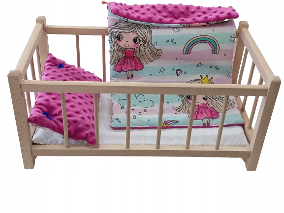 DREWNIANE ŁÓŻECZKO dla lalek + POŚCIEL - PRODUCENT.