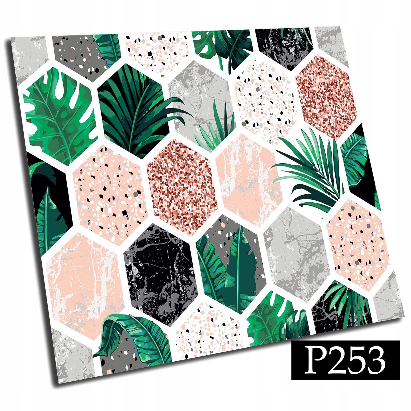 Płytki PCV samoprzylepne 20cm Heks Paprotki Retro