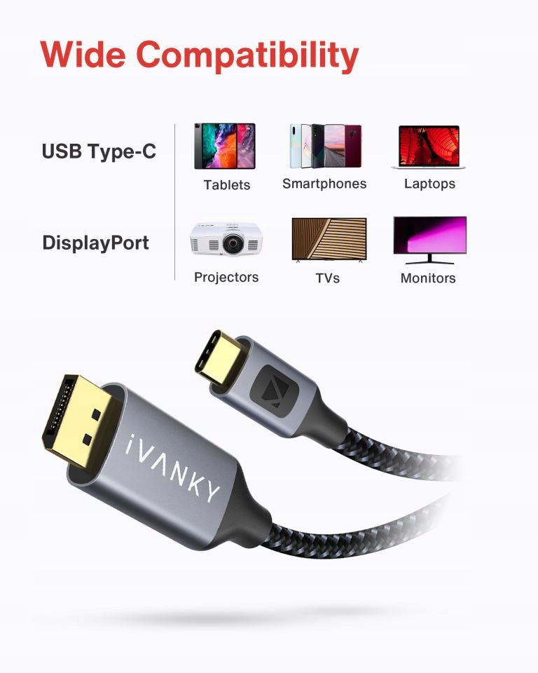 Kabel iVANKY USB-C -> DisplayPort 4K 2m Kod producenta VBD81