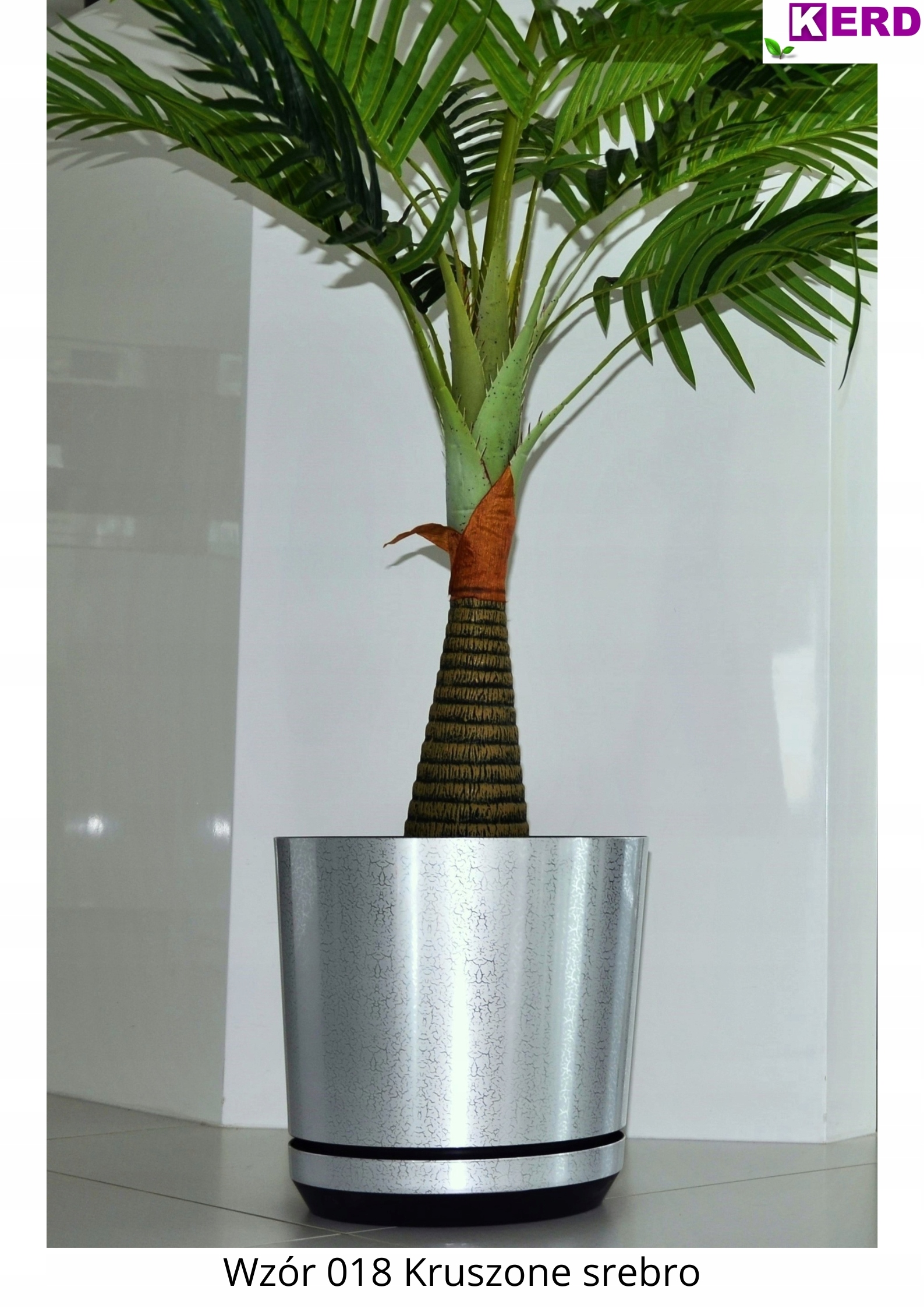 12 Doniczka z podstawką KRUSZONE SREBRO subtelny połysk storczyk orchidea Średnica 12.6 cm