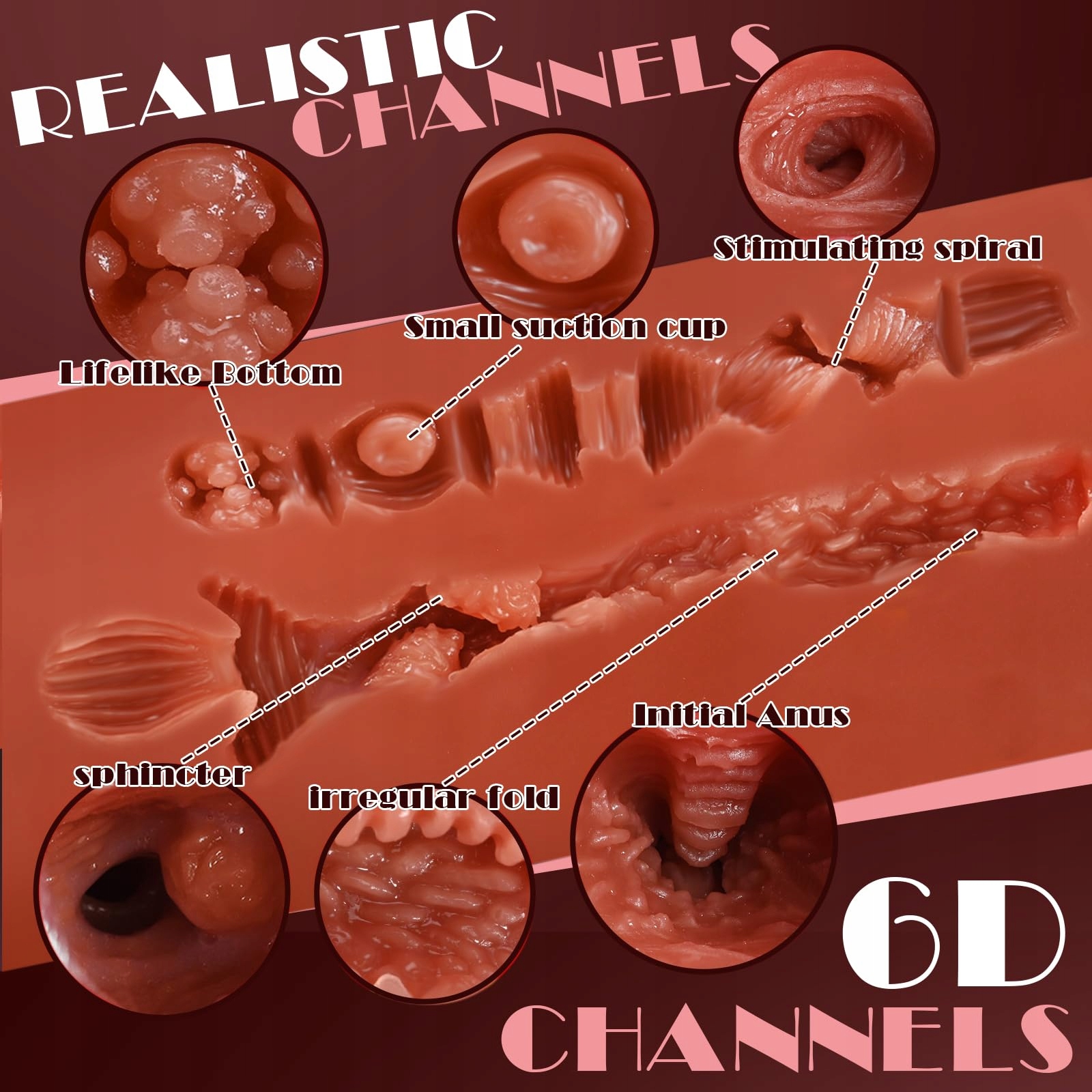 3W1 REALISTYCZNY MASTURBATOR DLA MĘŻCZYZN Z EFEKTEM 3D — miniatura 6
