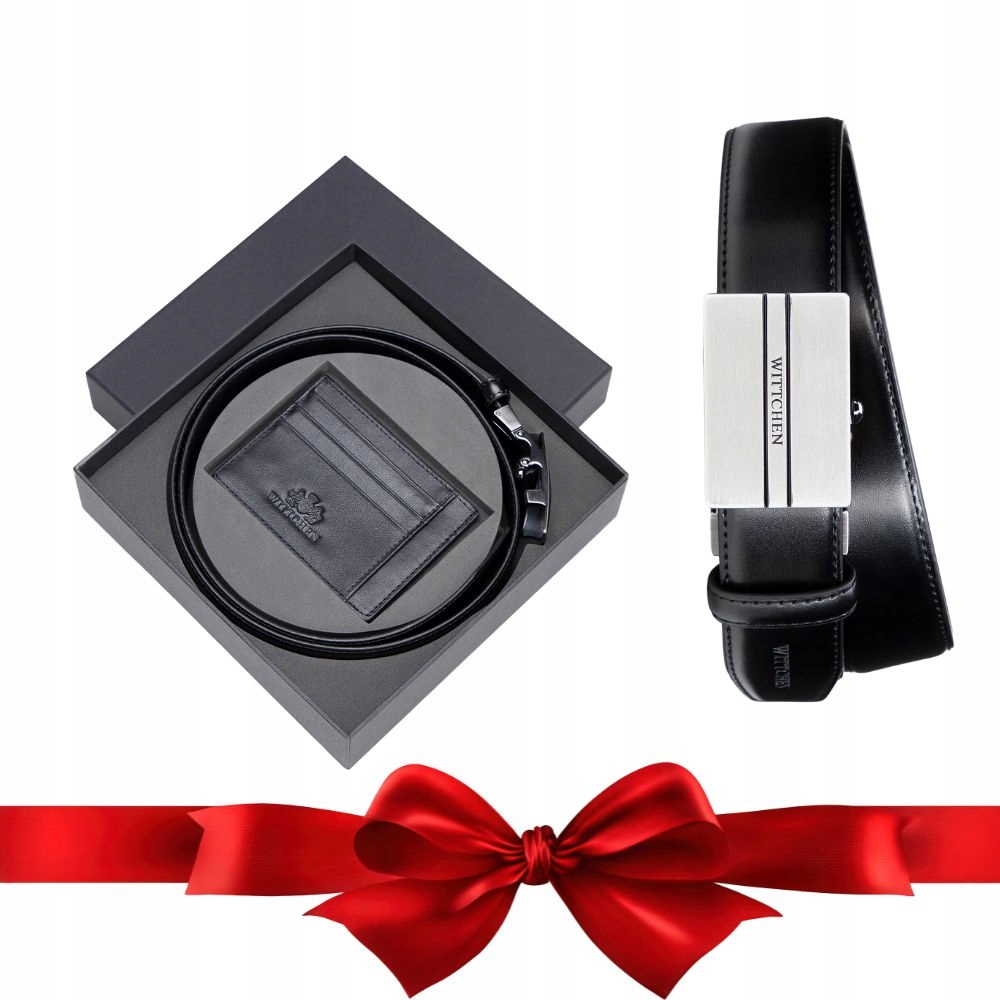 Dárková sada pánských pásek a pouzdro Wittchen 102-8M-S14-1 120 cm černá