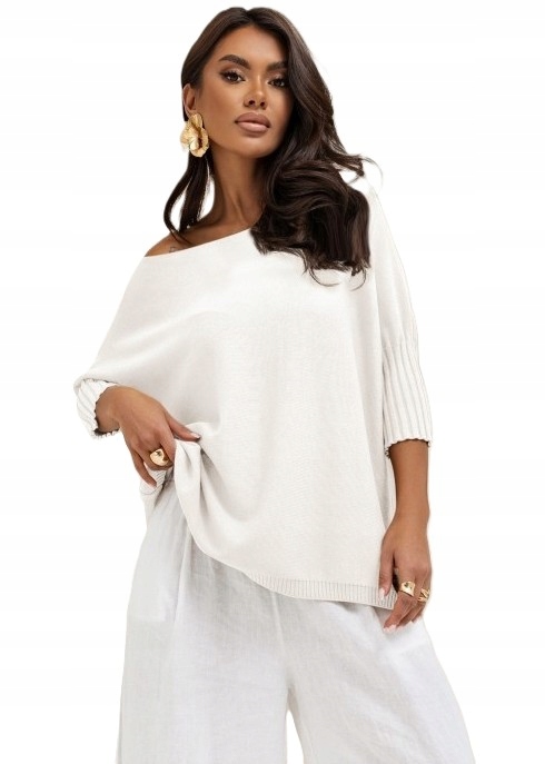 Cocomore Svetr Bluza z Viskózy Oversize Bílá Ecru New