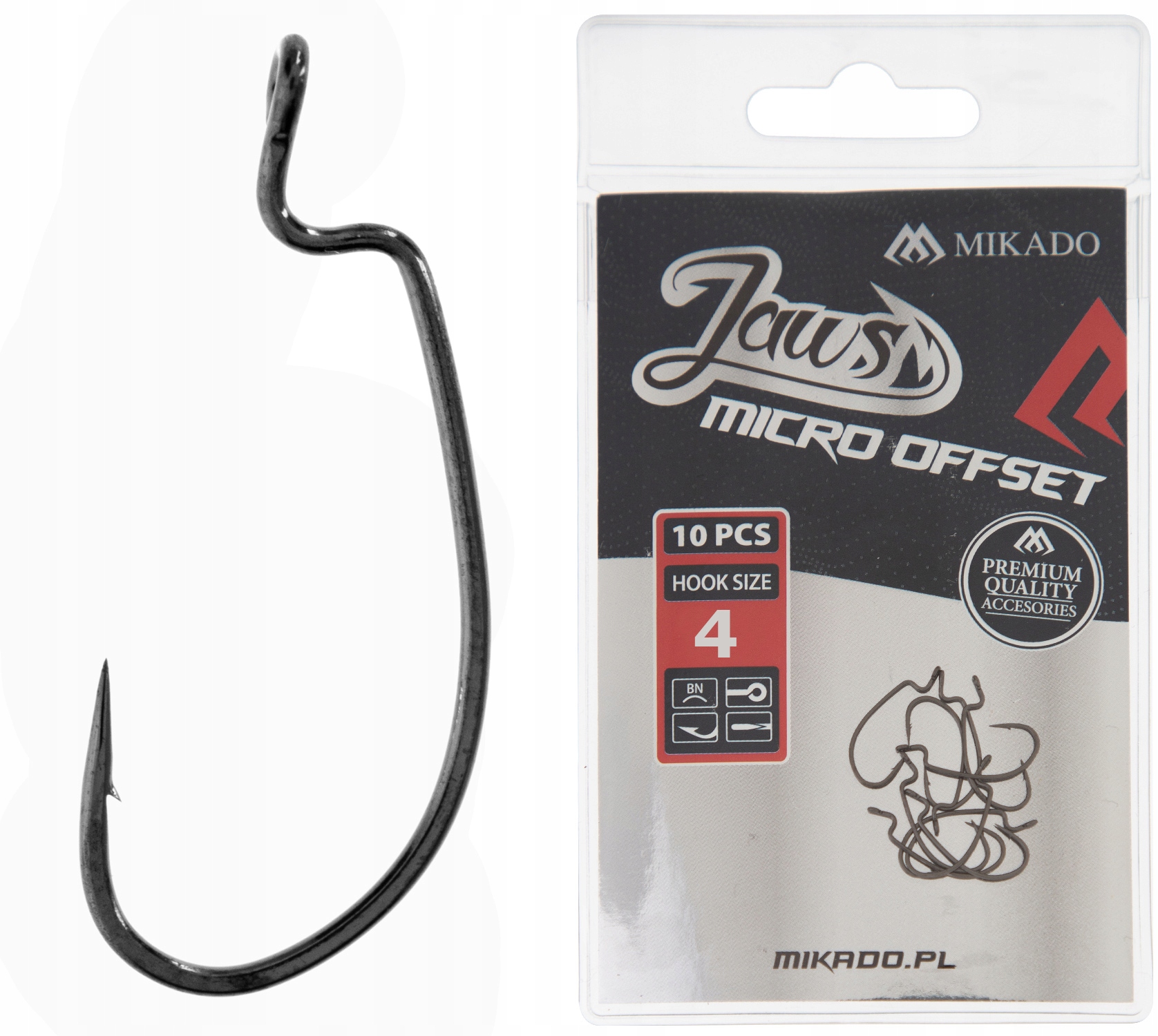 Haki haczyki offsetowe Mikado Jaws Micro Offset 4 kute 10 sztuk
