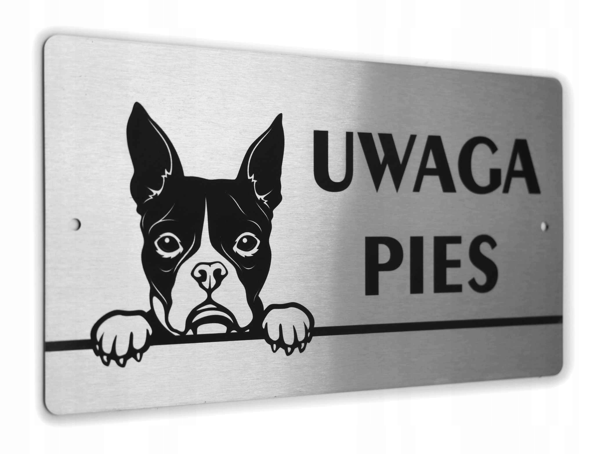 

Tabliczka Inox - Uwaga Pies - Boston Terrier