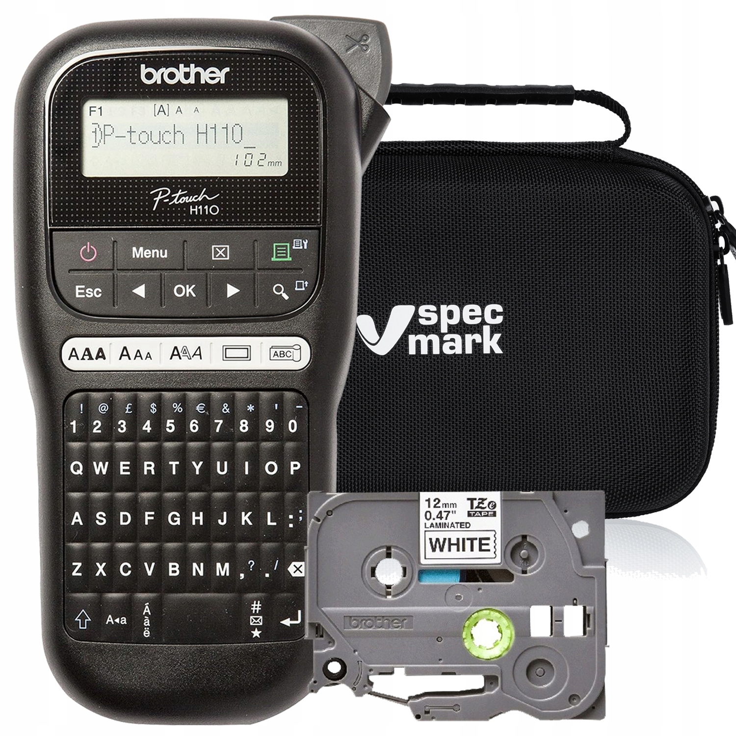 Tlačiareň štítkov Brother PT-H110 kufor TZe-231 puzdro na puzdro sada TZ231