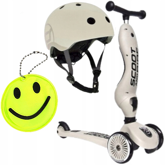 Scoot And Ride Ash Zestaw Hulajnoga Jeździk 2w1 Kask Led S-m 2-5