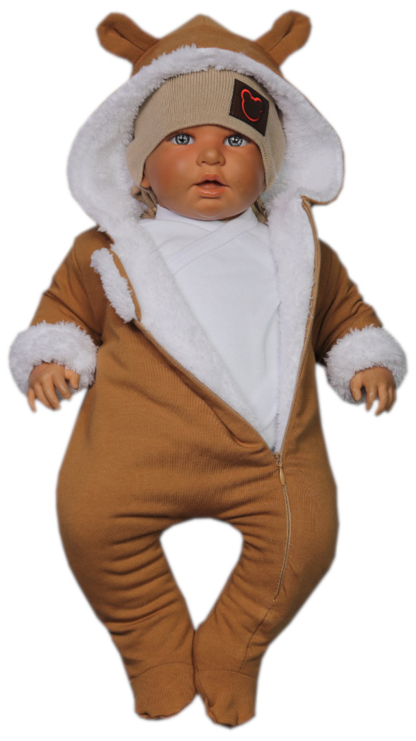 KOMBINEZON PAJAC OCIEPLANY FUTRO BAWEŁNA 68 Brąz Marka Inna marka