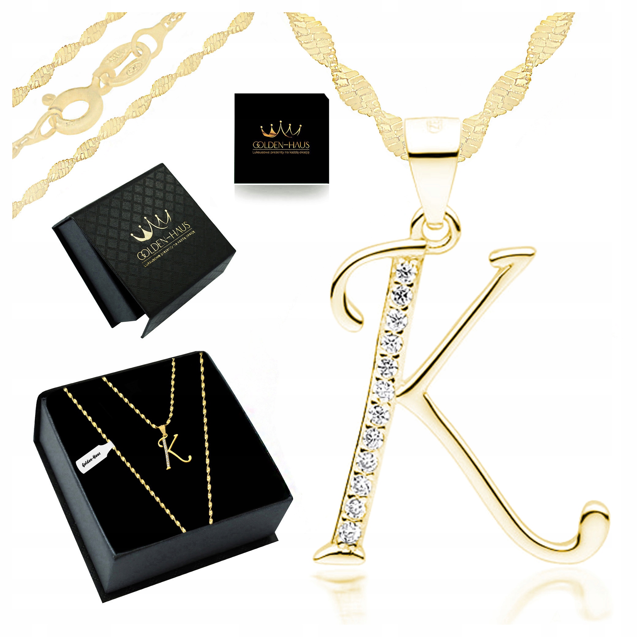 Zlatý Řetízek Dámský Přívěsek Písmenko K 925/585 Dárek Pro Manželku Ženy