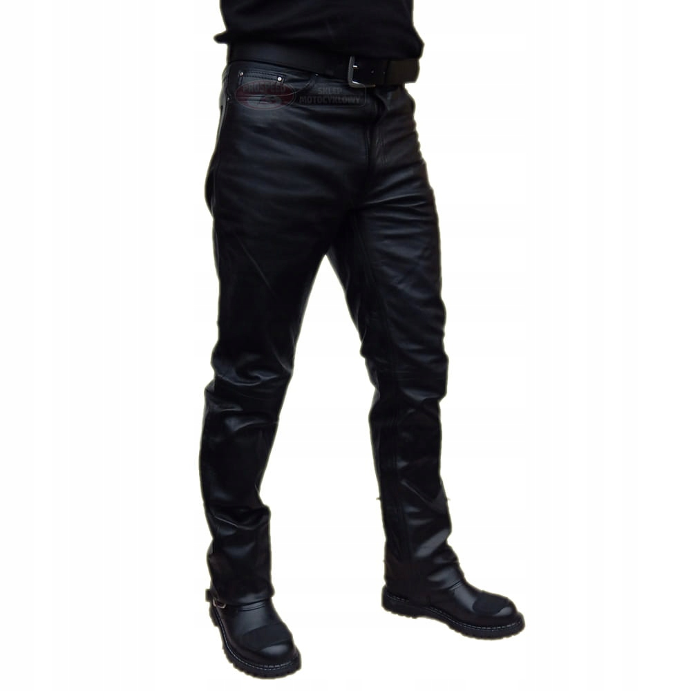 Spodnie Motocyklowe Skórzane Proste Cienkie - 46