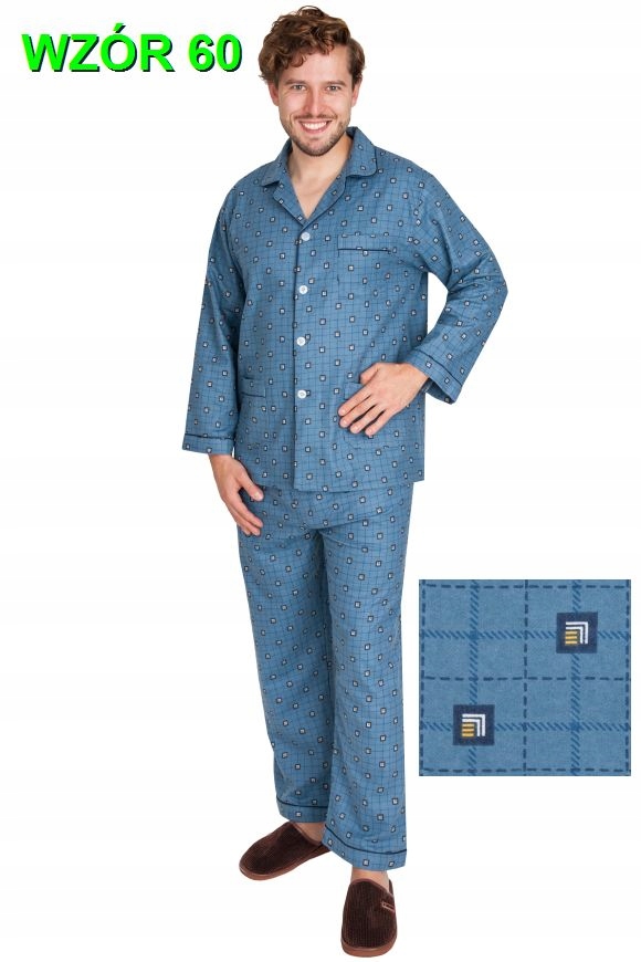 PIŻAMA MĘSKA FLANELOWA FLANELA r. 5XL FOR-MAX Materiał dominujący bawełna