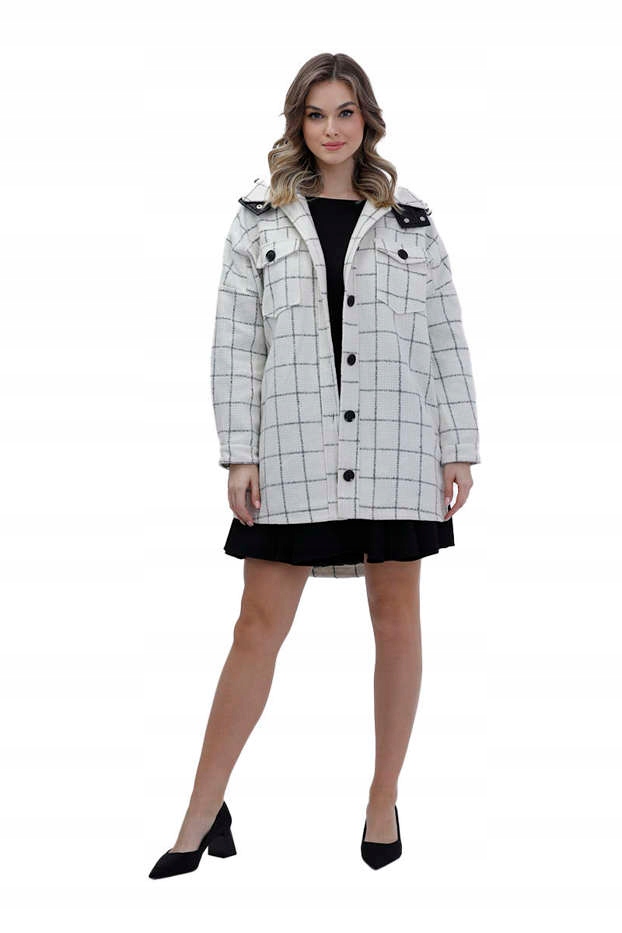 Košile-bunda Kostkovaná AG3-1813 Ecru M (38)