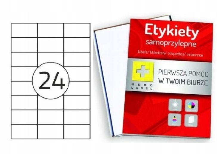 

Etykiety naklejki do drukarki A4 70x37 (24) 2400x