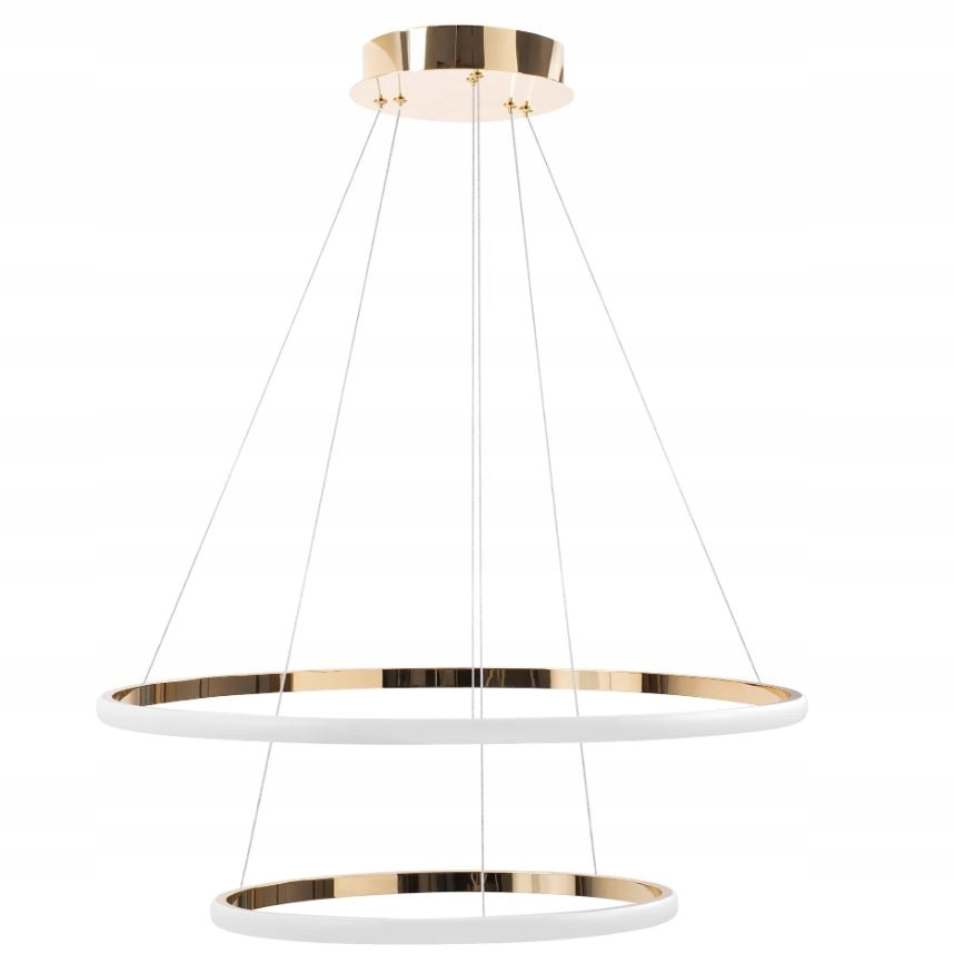 Závěsná Led lampa Zlatá Kulatá Dvojitá Kroužková Elegantní Do Obývacího pokoje