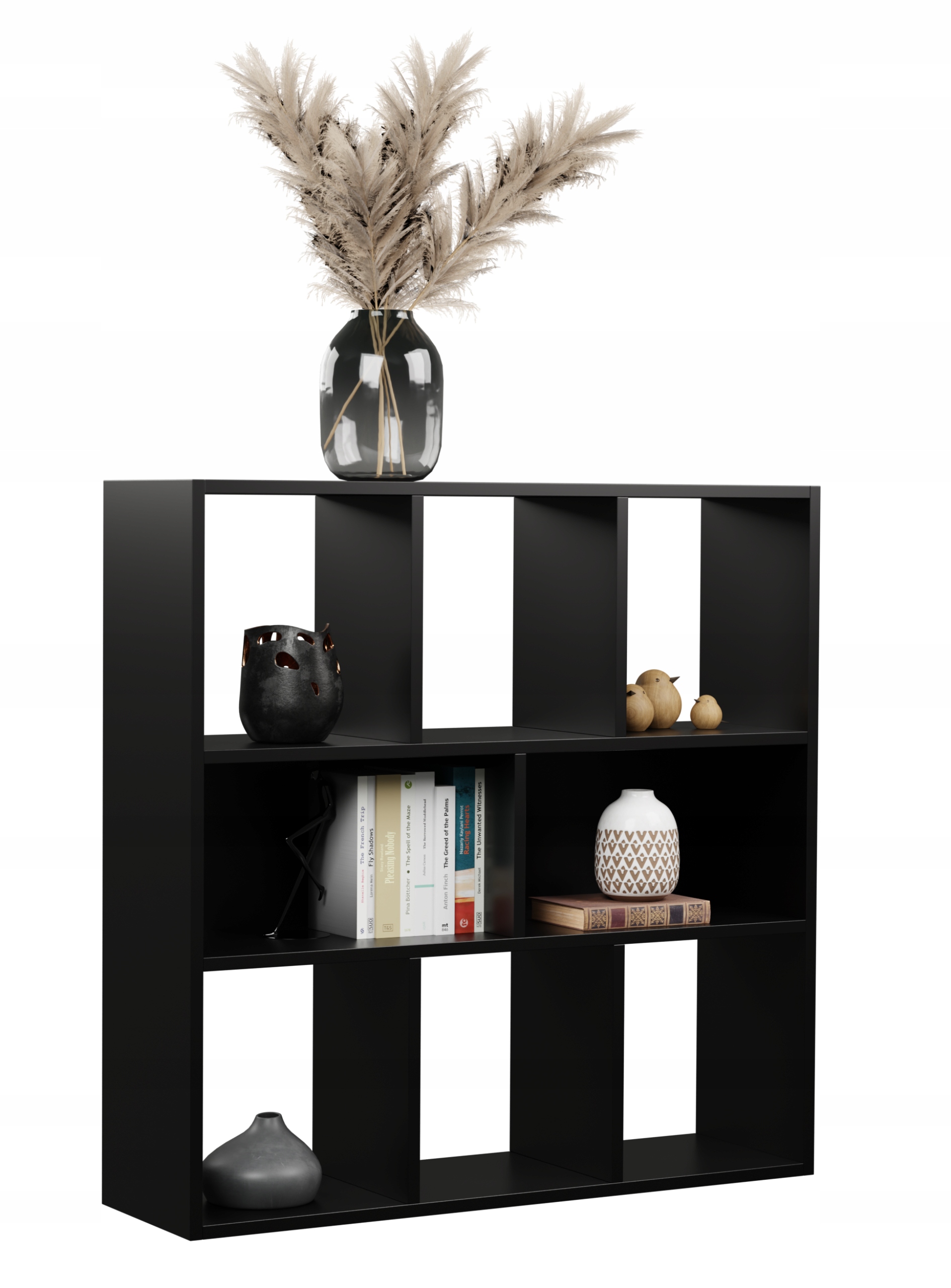 Regál Simon čierny, polička na fotografie, knihy, kvety, oblečenie, hračky