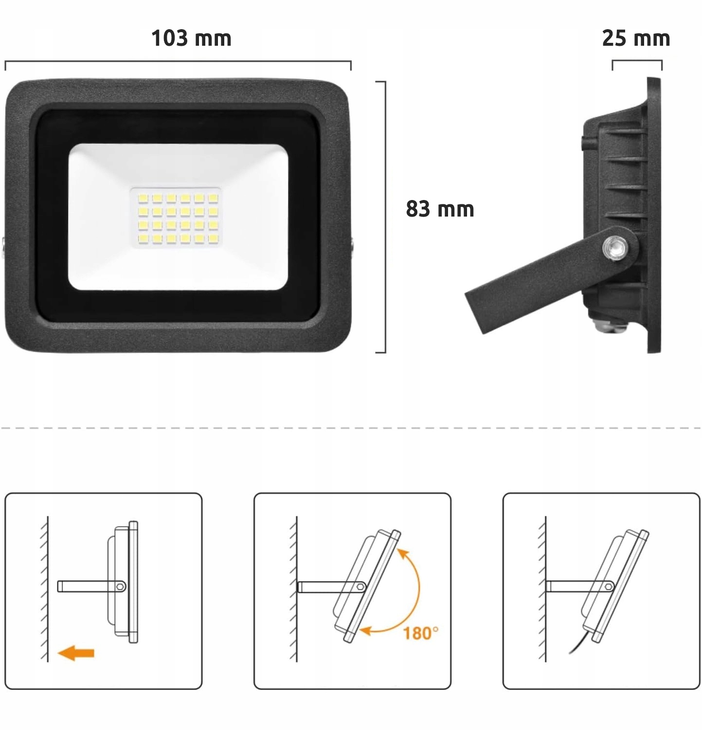 Halogen Lampa Naświetlacz LED 20W biały zimny PREMIUM Temperatura barwowa 6000 K