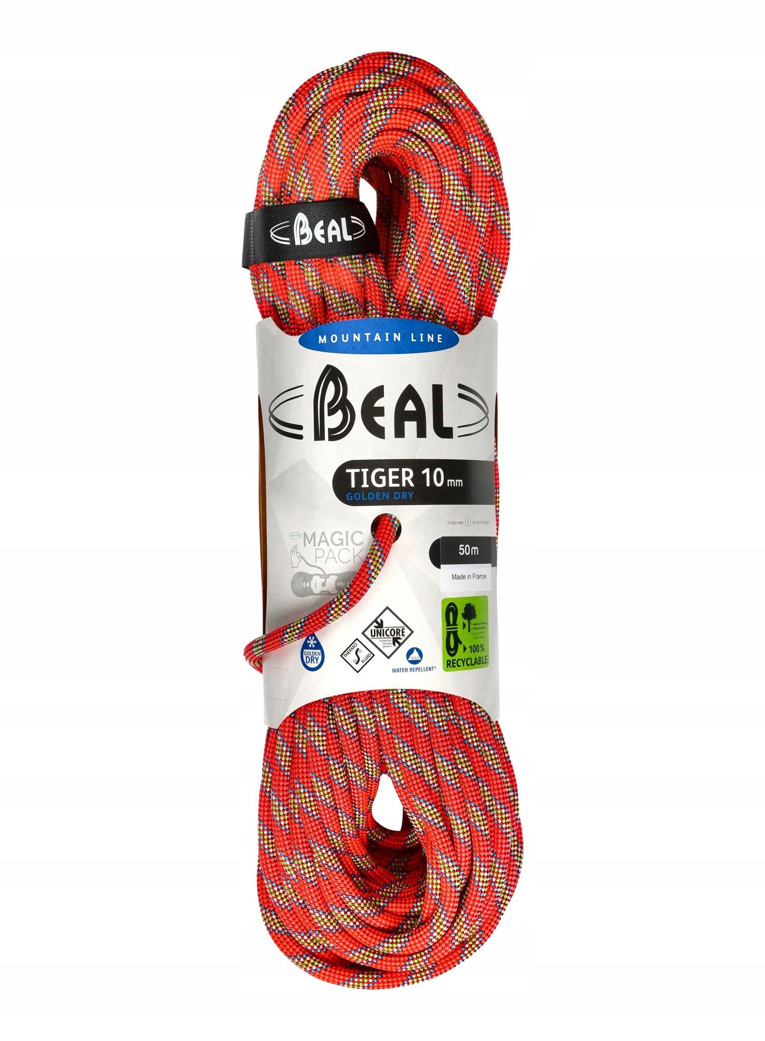 Dynamické lano Beal Tiger Unicore 10 mm x 50 m Golden Dry oranžová barva