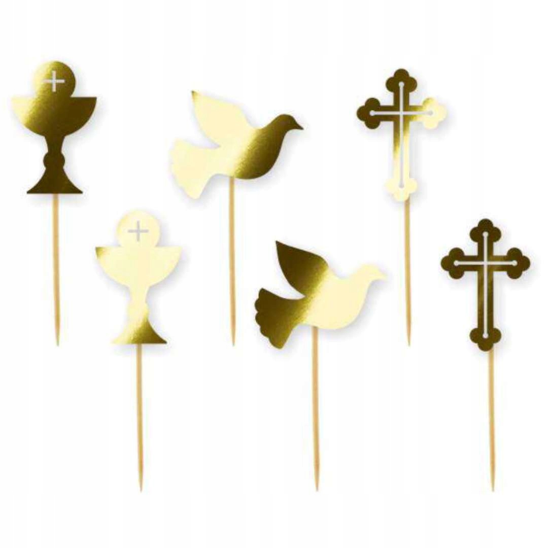 Pikery złote metalik IHS Pierwsza Komunia Święta 6