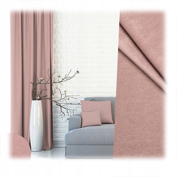 

Zasłony Gotowe Swing Pudrowy Róż 250X140 Taśma