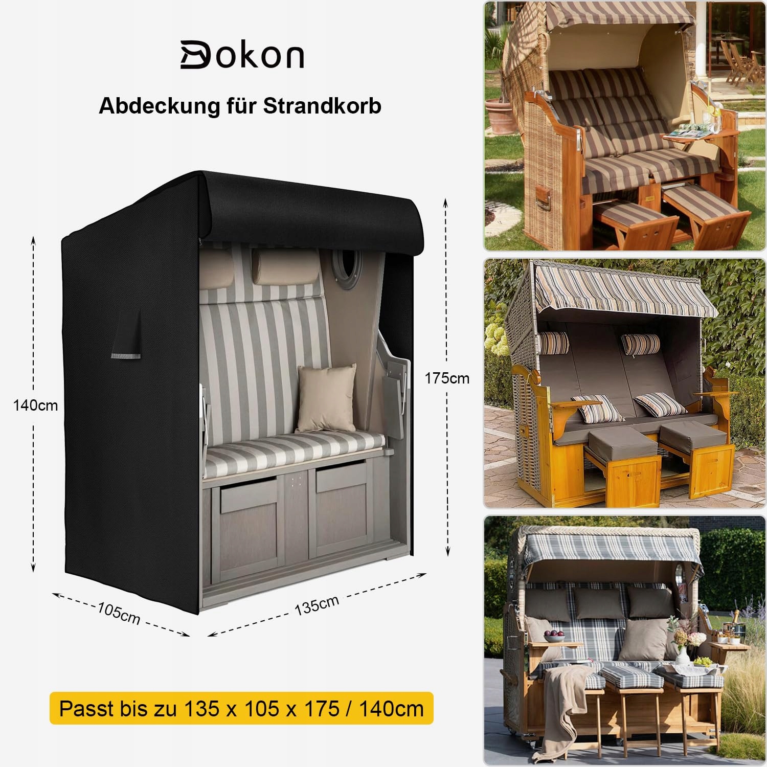 Pokrowiec Na Kosz Plażowy Wodoodporny Odporny Na UV Zimowy 420D Dokon — miniatura 2