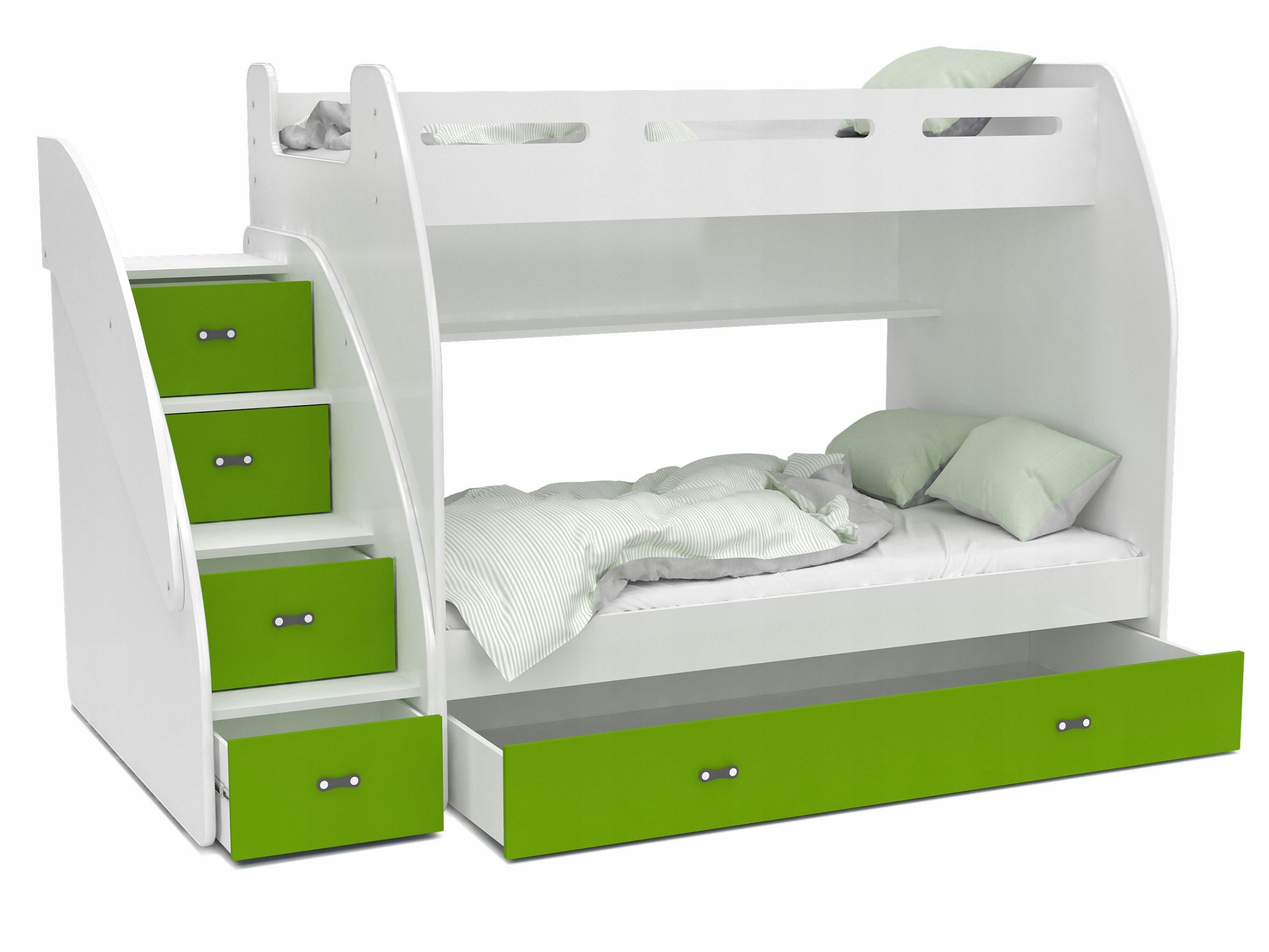 двухъярусная кровать ДЖОЗИ зелень лестницы ящики